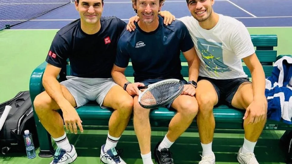 Roger Federer, Juan Carlos Ferrero y Carlos Alcaraz