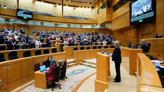 La senadora del PP Mari Mar Blanco durante el debate de la Ley sobre intercambio de información de antecedentes penales La senadora del PP Mari Mar Blanco durante el debate de la Ley sobre intercambio de información de antecedentes penales