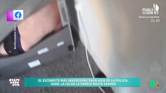 El escondite más inverosímil para huir de la policía: 'Si vas a hacer eso... hazlo vestido" El vídeo, publicado por la policía de Bedfordshire, ha conseguido hacerse viral gracias a su protagonista: un fugitivo que decidió escoger un lugar bastante curioso para no ser cazado.