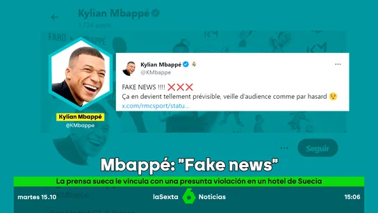 Mbappé responde a las acusaciones que le vinculan con una presunta violación y señala al PSG: "Fake news" Mbappé responde a las acusaciones que le vinculan con una presunta violación y señala al PSG: "Fake news"