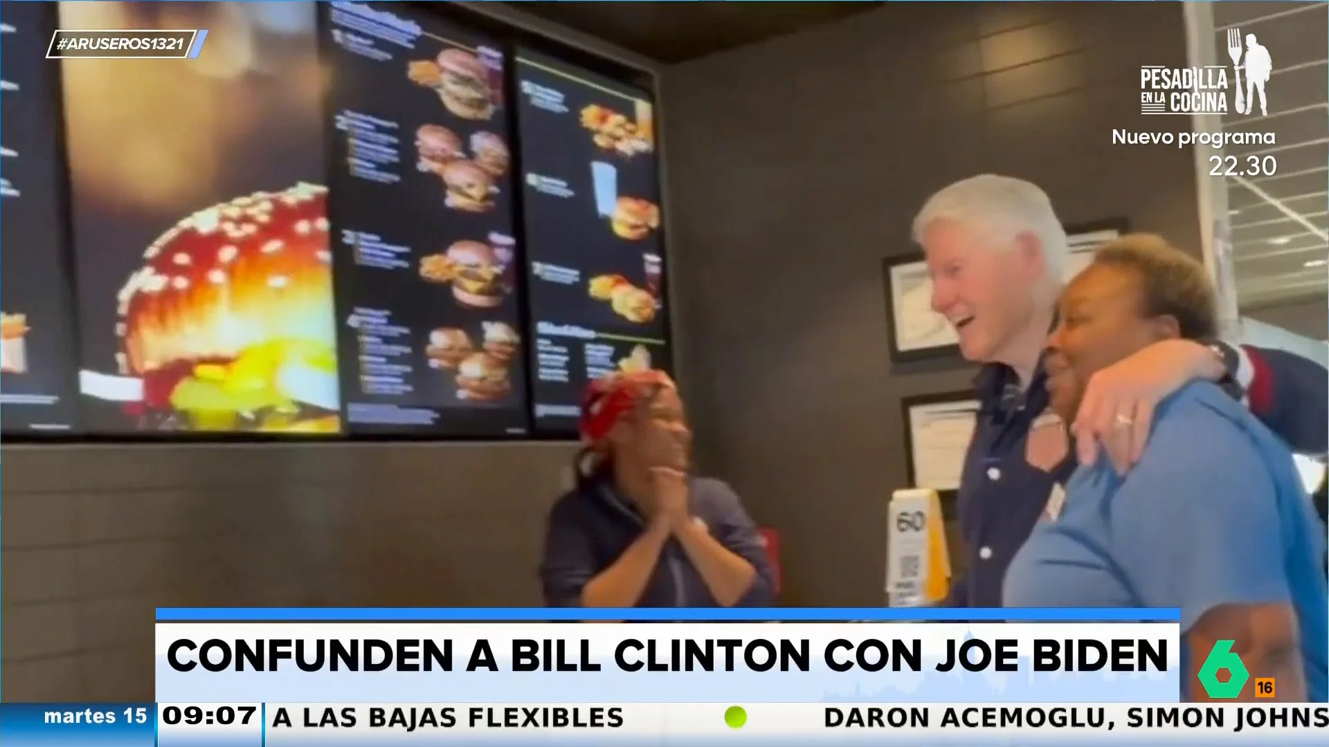 El gracioso momento en el que una trabajadora de McDonald's confunde a Bill Clinton con Joe Biden 