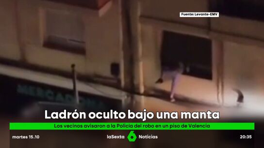 Detenido un ladr&oacute;n en Valencia que fue visto escalando una fachada para robar y se escondi&oacute; bajo una manta