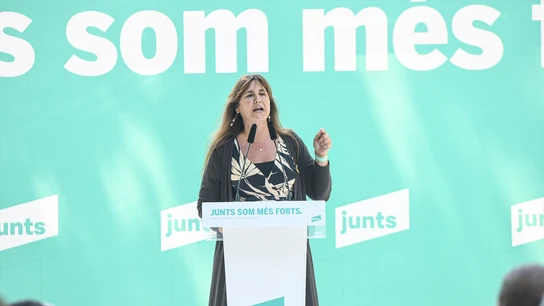 La presidenta de Junts, Laura Borràs, interviene durante el acto de celebración del cuarto aniversario de la fundación de Junts La presidenta de Junts, Laura Borràs, interviene durante el acto de celebración del cuarto aniversario de la fundación de Junts