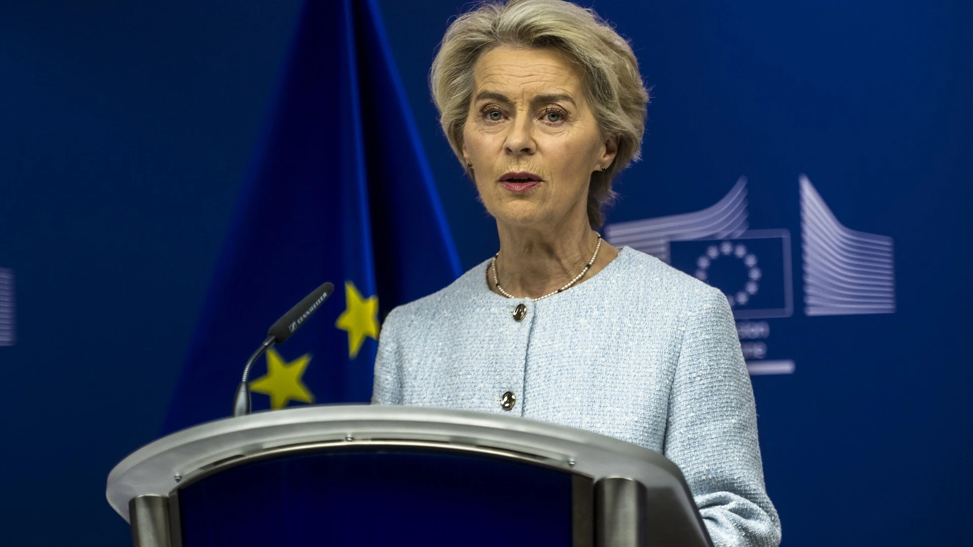 Imagen de archivo. La presidenta de la Comisión Europea, Ursula Von der Leyen, durante una rueda de prensa en Bruselas.