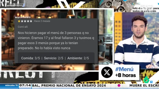 Un grupo denuncia que un restaurante le haga pagar tres menús de tres personas que no han ido Un grupo denuncia que un restaurante le haga pagar tres menús de tres personas que no han ido