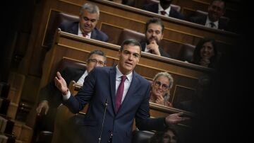 El presidente del Gobierno, Pedro Sánchez, interviene en la sesión de control al Ejecutivo celebrada este miércoles en el Congreso. 