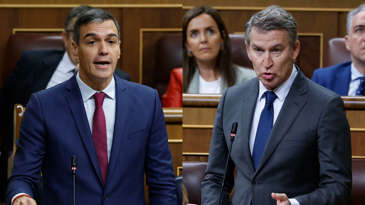 Cara a cara de Sánchez y Feijóo en la sesión de control Cara a cara de Sánchez y Feijóo en la sesión de control