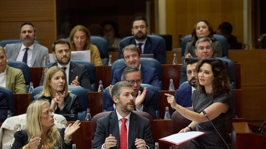 La presidenta de la Comunidad de Madrid, Isabel Díaz Ayuso, durante un pleno en la Asamblea de Madrid. La presidenta de la Comunidad de Madrid, Isabel Díaz Ayuso, durante un pleno en la Asamblea de Madrid.