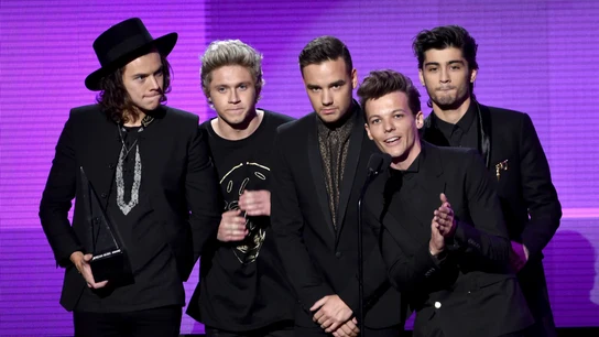 Harry Styles, Niall Horan, Liam Payne, Louis Tomlinson y Zayn Malik de One Direction aceptan el premio a la Banda/Dúo/Grupo de Pop/Rock Favorito en el escenario de los American Music Awards 2014 en el Nokia Theatre L. Harry Styles, Niall Horan, Liam Payne, Louis Tomlinson y Zayn Malik de One Direction aceptan el premio a la Banda/Dúo/Grupo de Pop/Rock Favorito en el escenario de los American Music Awards 2014 en el Nokia Theatre L.