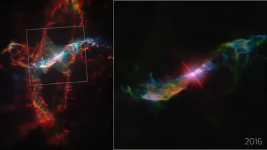 El telescopio Hubble capta la espectacular evolución de la estrella binaria simbiótica R Aquarii en un timelapse El telescopio Hubble capta la espectacular evolución de la estrella binaria simbiótica R Aquarii en un timelapse