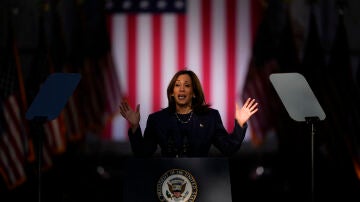 Kamala Harris, durante un acto de campaña