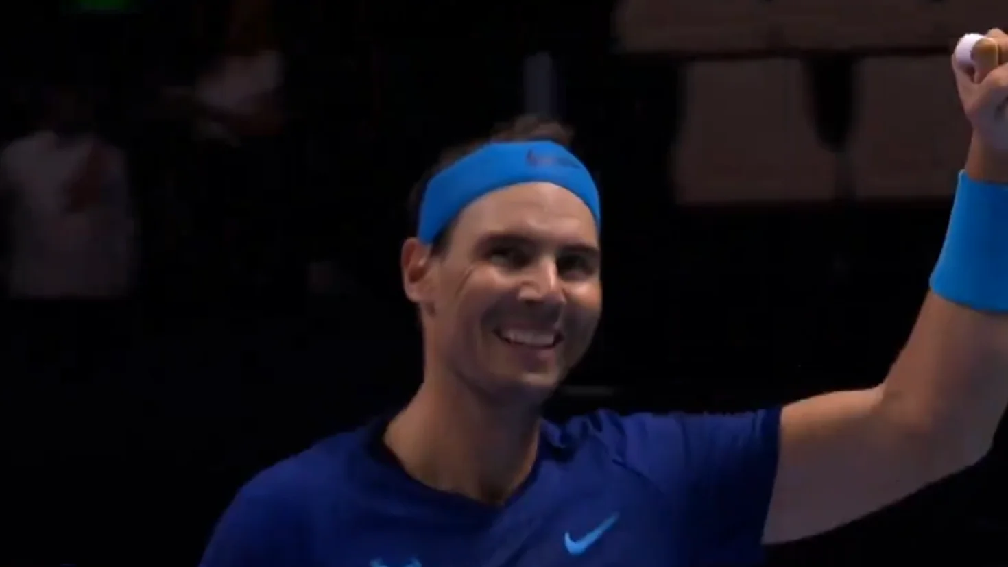 Nadal celebra un puntazo a Alcaraz en el Six King Slam