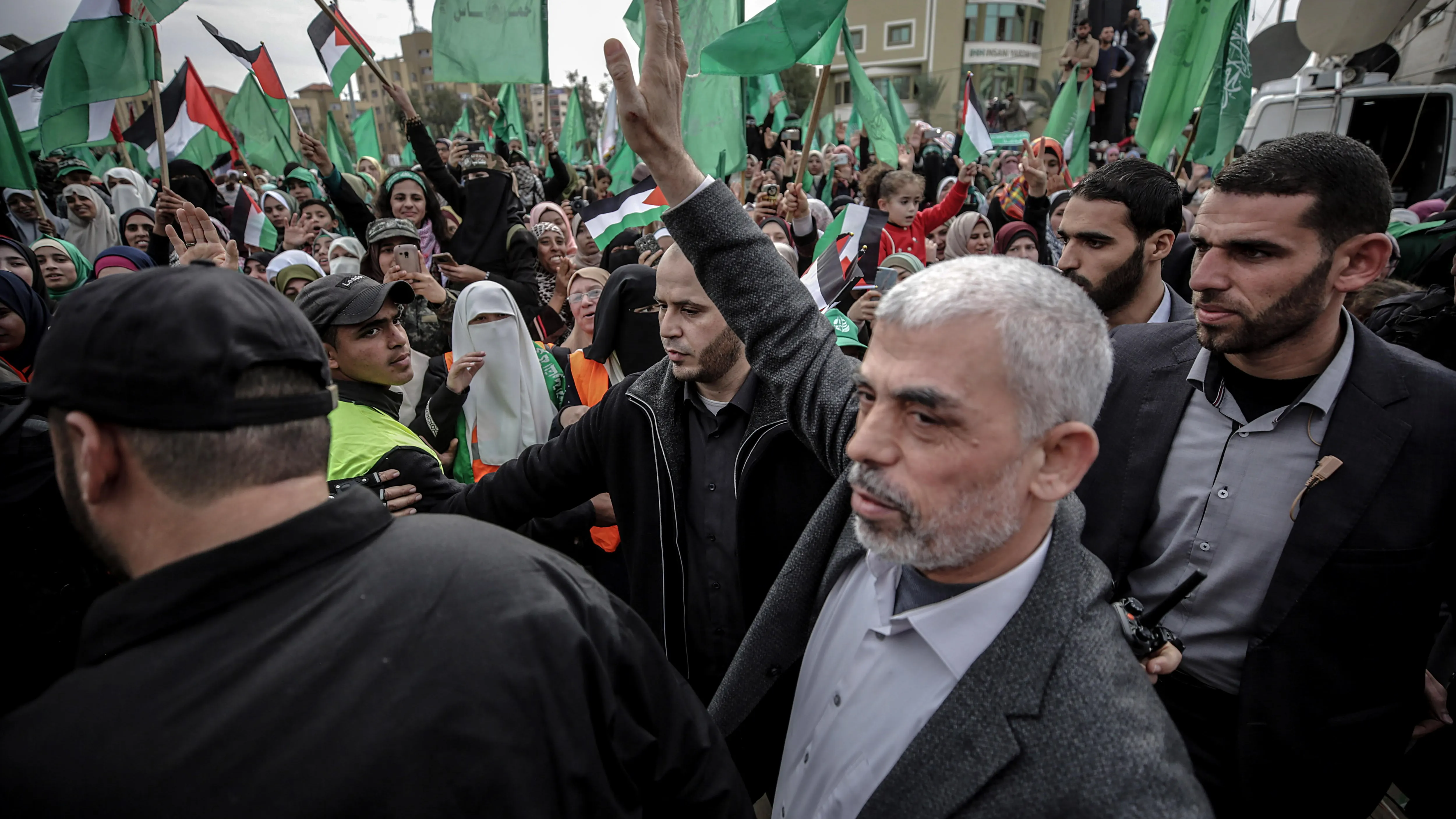 El líder de Hamás, Yahya Sinwar, en un acto en 2018 en Gaza