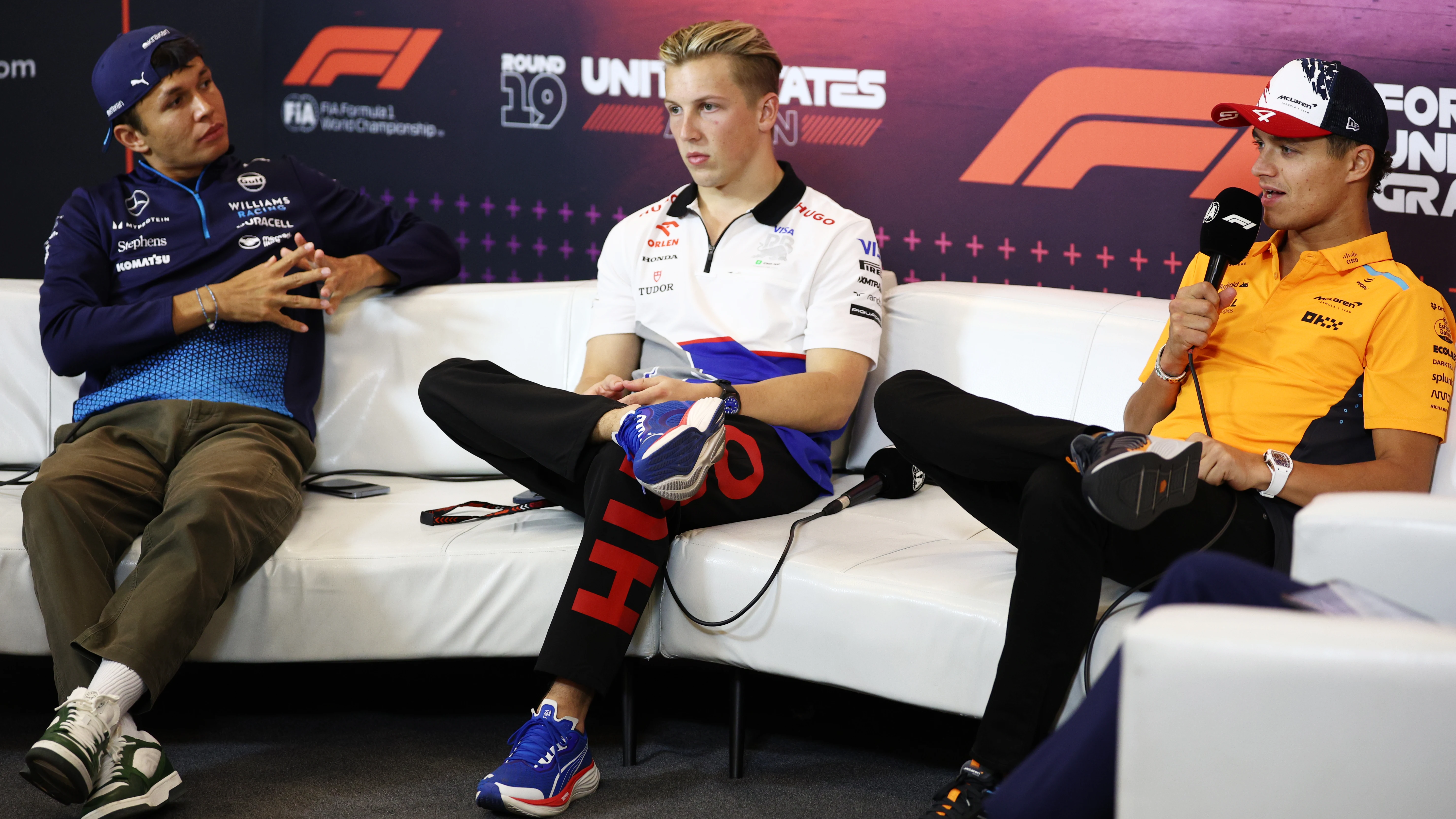 Alex Albon, Liam Lawson y Lando Norris