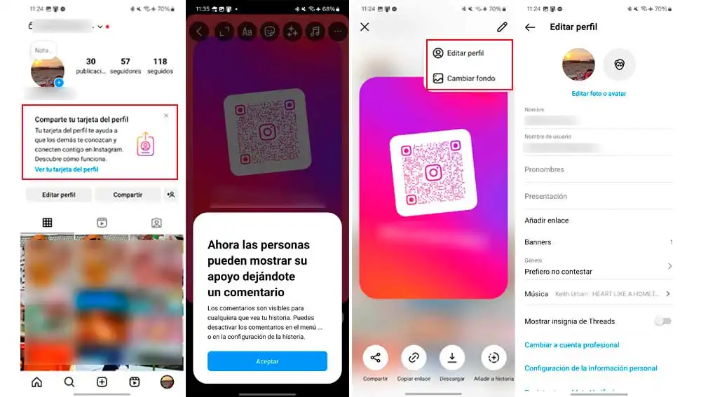Así con las tarjetas de perfil de Instragram Así con las tarjetas de perfil de Instragram