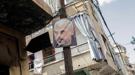 Imagen de archivo de un cartel del líder de Hamás, Yahya Sinwar, en la capital de Líbano, Beirut/ Europa Press Imagen de archivo de un cartel del líder de Hamás, Yahya Sinwar, en la capital de Líbano, Beirut/ Europa Press