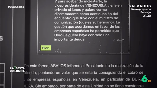 ¿Qué quiere decir el "bien" de Pedro Sánchez cuando Ábalos le informó del viaje de Delcy Rodríguez? Estas son las teorías "No sabemos si ese bien se refería a todo el mensaje, a la última parte o que simplemente lo estaba despachando, leyéndolo en diagonal, eso no lo podemos saber", comenta Alfonso Pérez Medina, responsable de Tribunales de laSexta.