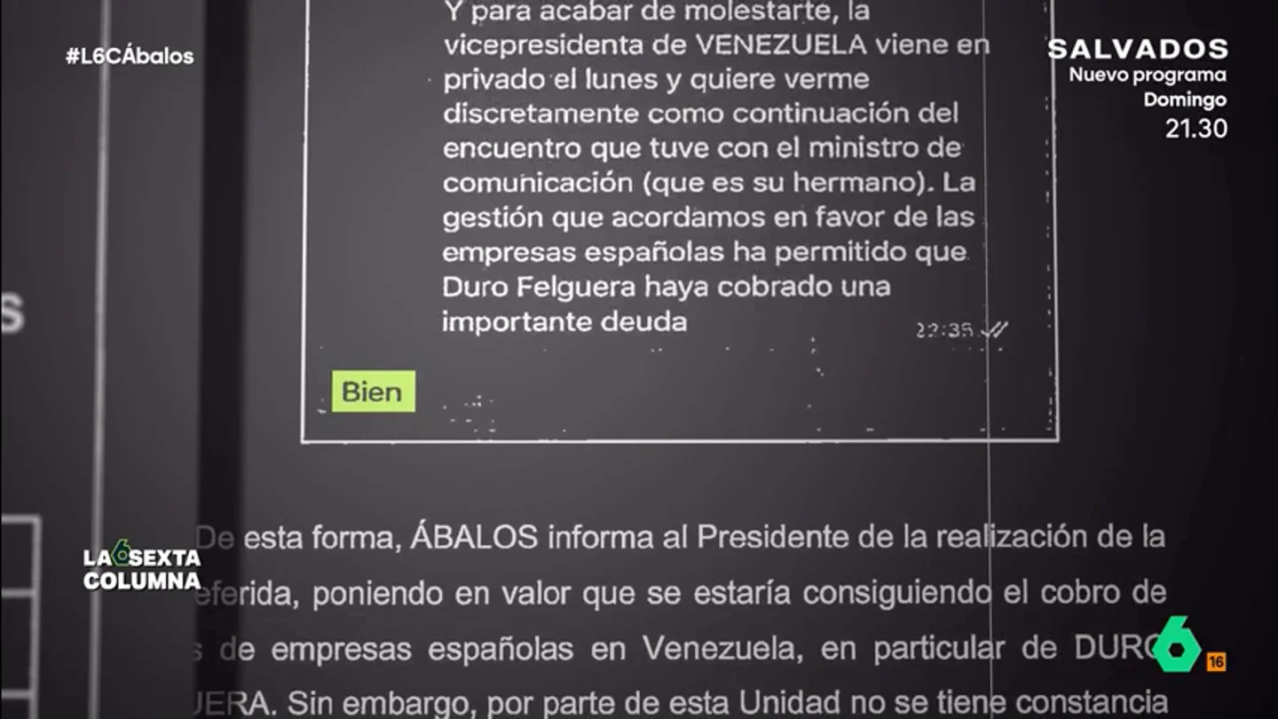 ¿Qué quiere decir el "bien" de Pedro Sánchez cuando Ábalos le informó del viaje de Delcy Rodríguez? Estas son las teorías "No sabemos si ese bien se refería a todo el mensaje, a la última parte o que simplemente lo estaba despachando, leyéndolo en diagonal, eso no lo podemos saber", comenta Alfonso Pérez Medina, responsable de Tribunales de laSexta.