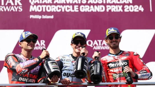 Jorge Martín, Marc Márquez y 'Pecco' Bagnaia Jorge Martín, Marc Márquez y 'Pecco' Bagnaia