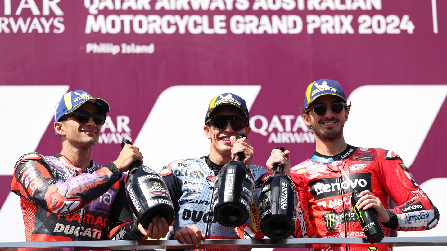 Jorge Martín, Marc Márquez y 'Pecco' Bagnaia Jorge Martín, Marc Márquez y 'Pecco' Bagnaia
