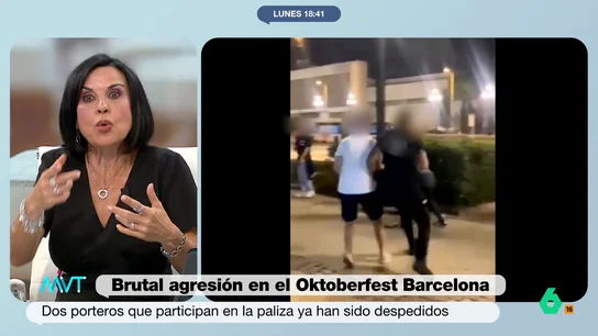 Beatriz de Vicente, sobre la agresión en el Oktoberfest de Barcelona: "Veo una condena como la copa de un pino" La brutal agresión ha sido grabada por uno de los asistentes. En las imágenes se puede ver como ocho auxiliares de servicio dan una paliza a dos chicos.