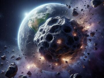 Asteroide impactando contra la Tierra