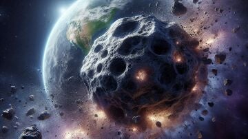 Asteroide impactando contra la Tierra