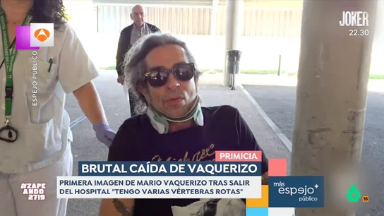 Primeras palabras de Mario Vaquerizo tras su caída: "Tengo una fractura de la vértebra cuatro y la seis" El cantante ha hablado para la prensa a su salida del hospital donde, con humor, ha contado que tenía dos vértebras fracturadas y, además, ha agradecido la labor de sus médicos.
