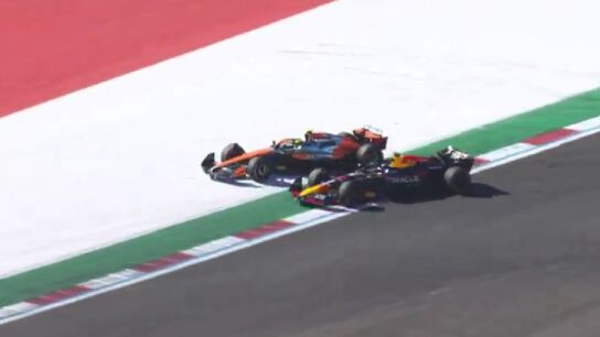 La acci&oacute;n pol&eacute;mica entre Verstappen y Norris en Austin