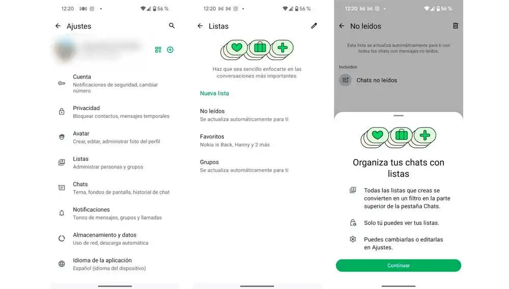 Así son las nuevas listas de Whatsapp Así son las nuevas listas de Whatsapp
