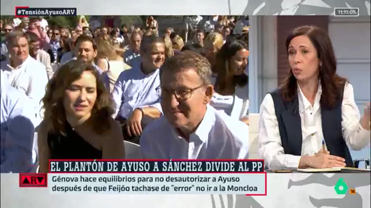 "Me parece impropio este tono y empeño por parte de quién quiera que sea el que tenga establecida la estrategia de ningunear a Feijóo recordándole que su jefa es Ayuso". "Me parece impropio este tono y empeño por parte de quién quiera que sea el que tenga establecida la estrategia de ningunear a Feijóo recordándole que su jefa es Ayuso".