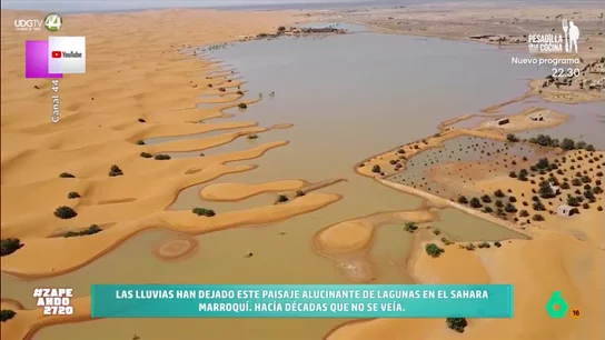 La lluvia en el Sahara marroquí provoca que 'resucite' el lago Iriki: "Llevaba seco desde 1968" En el desierto se han formado numerosas lagunas y, además, este lago de 82 kilómetros de superficie ha vuelto a resurgir.