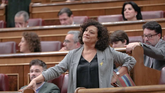 La diputada de ERC, Pilar Valluguera, durante una sesión plenaria en el Congreso de los Diputados. La diputada de ERC, Pilar Valluguera, durante una sesión plenaria en el Congreso de los Diputados.