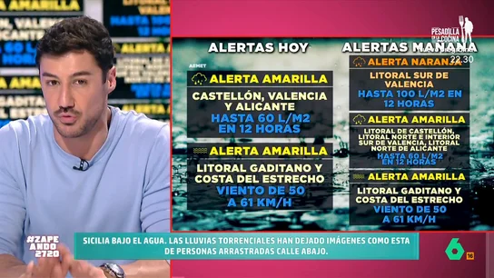 Francisco Cacho alerta sobre la DANA que afectará a todo el Mediterráneo: "Pueden caer 60 litros por metro cuadrado" El meteorólogo de laSexta expone que la DANA que ha provocado graves inundaciones llegará a España en forma de fuertes lluvias. "No va a dejar imágenes como las que hemos visto en Italia pero hay que tener precaución", advierte.