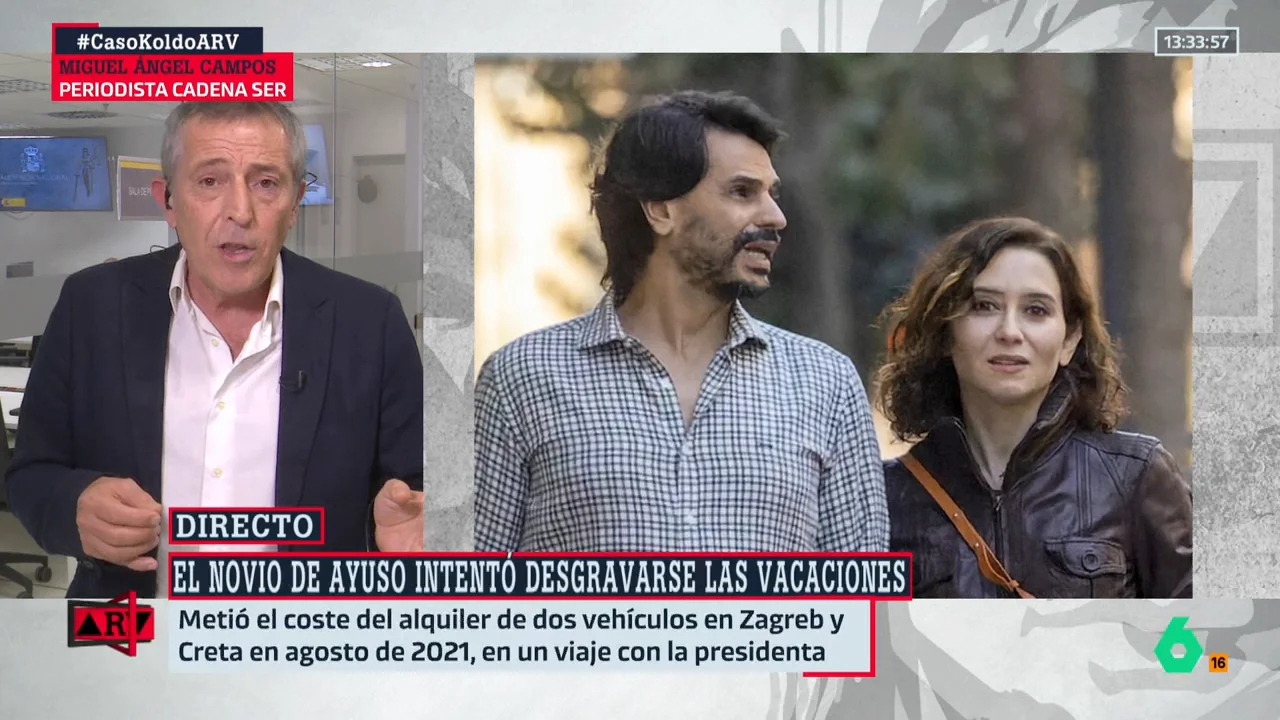 Miguel Ángel Campos explica cómo González Amador intentó desgravar su viaje con Ayuso: "Hay gastos de 1.000 euros por un coche"