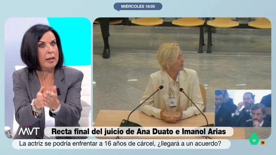 Beatriz de Vicente explica cuál es el "plan A" y el "plan B" de Ana Duato para evitar la cárcel en su juicio con Hacienda "O ganas, como Xabi Alonso, o cuando es tan matemático como este caso llegas a un acuerdo porque Hacienda es un enemigo poderoso", comenta Bea de Vicente, que en este vídeo analiza las opciones de Ana Duato en su juicio por fraude fiscal.