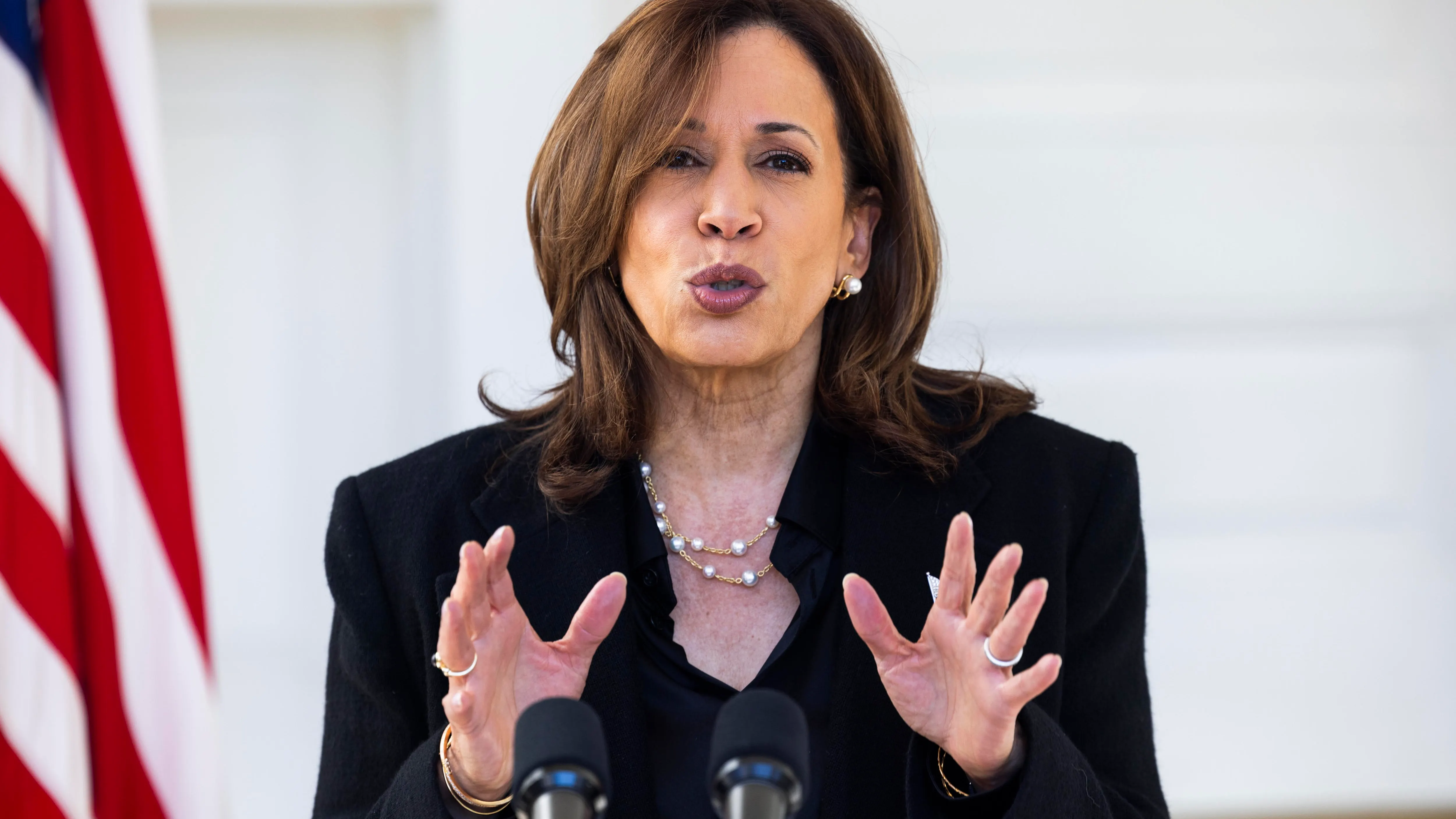 La candidata demócrata Kamala Harris en una comparecencia