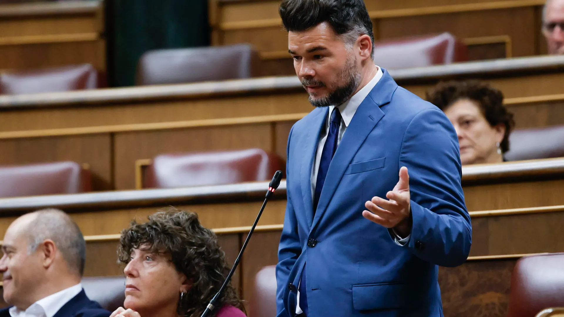 El portavoz de ERC, Gabriel Rufián, durante la sesión de control al Gobierno este miércoles.