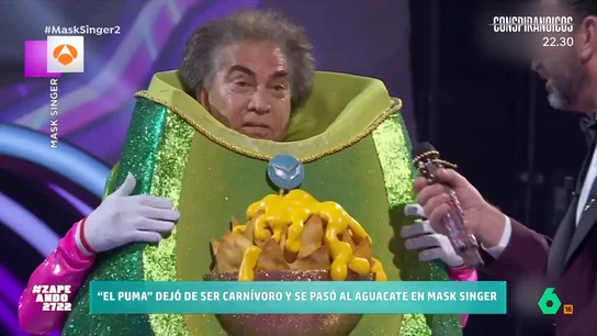 'Mask Singer' sigue sorprendiendo con sus 'pelotazos': El Puma se escondía debajo de aguacate El mítico cantante venezolano sorprendió a los investigadores al mostrar su rostro después de interpretar el tema 'Vagabundo' de Sebastián Yatra.