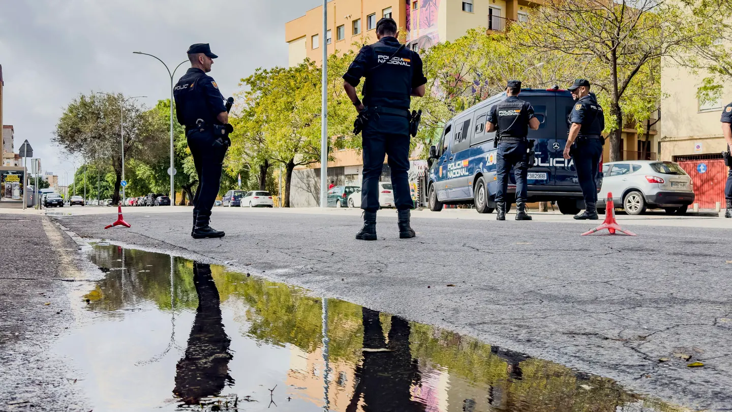 Las redadas policiales en las Tres Mil Viviendas se saldan con cinco encarcelados y 21 plantaciones destruidas Agentes de la Policía Nacional patrullan en las Tres Mil Viviendas (Sevilla)