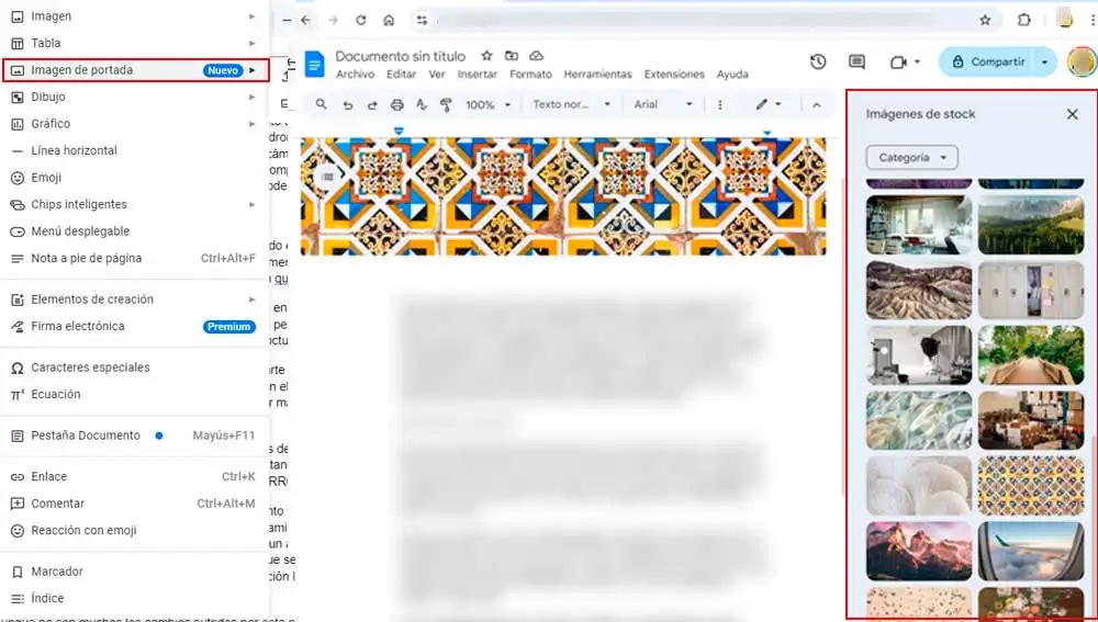 Incluyendo una fotos de portada de stock en Google Docs Incluyendo una fotos de portada de stock en Google Docs