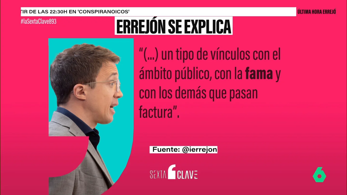 La "fama", la "política", los "medios" y el "patriarcado": los culpables de los "errores" de Errejón, según Errejón La "fama", la "política", los "medios" y el "patriarcado": los culpables de los "errores" de Errejón, según Errejón