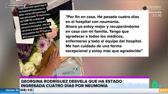 Georgina Rodríguez desvela en su Instagram que ha estado cuatro días ingresada por un neumonía Georgina Rodríguez desvela en su Instagram que ha estado cuatro días ingresada por un neumonía