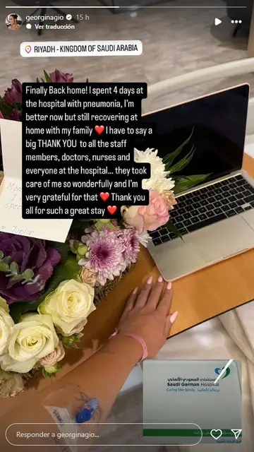 Georgina Rodríguez anuncia que ha estado ingresada en un hospital con neumonía Georgina Rodríguez anuncia que ha estado ingresada en un hospital con neumonía