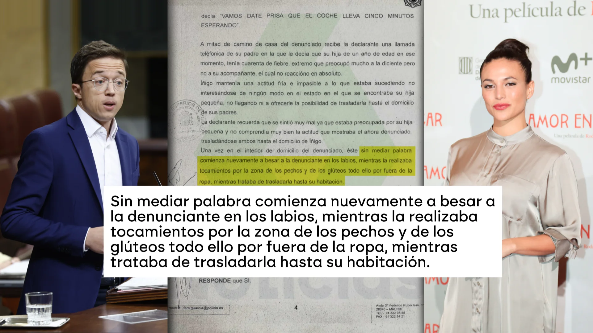 La denuncia de Mouliaá contra Errejón relata una agresión sexual que la dejó "paralizada"