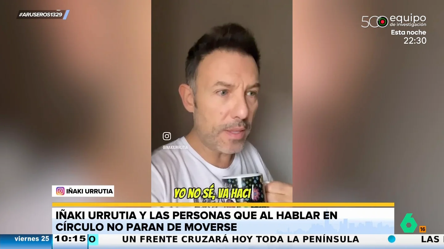 Iñaki Urrutia, a las personas que hablan moviéndose dentro de un círculo: "¿No sabe hablar quieto?" Iñaki Urrutia, a las personas que hablan moviéndose dentro de un círculo: "¿No sabe hablar quieto?"