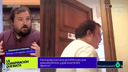 Fernando Cervera se infiltra en una centro de pseudoterapias: "Es un auténtico festival de las pseudociencias" El biólogo accede a una de estas falsas clínicas afirmando que tiene cáncer y le ofrecen curarle a través del uso de imanes.