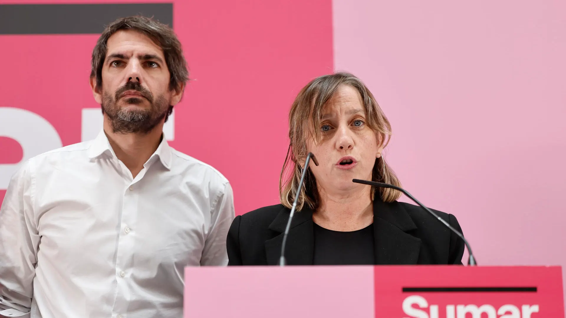 Amanda Andrades, secretaria de feminismos de Sumar, y Ernest Urtasun