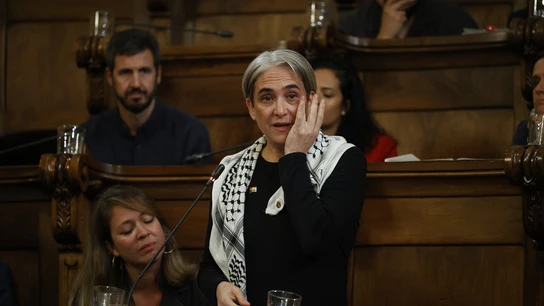 La exalcaldesa de Barcelona y líder de los Comuns en el Ayuntamiento, Ada Colau, llora durante su último pleno en el Ayuntamiento de Barcelona La exalcaldesa de Barcelona y líder de los Comuns en el Ayuntamiento, Ada Colau, llora durante su último pleno en el Ayuntamiento de Barcelona