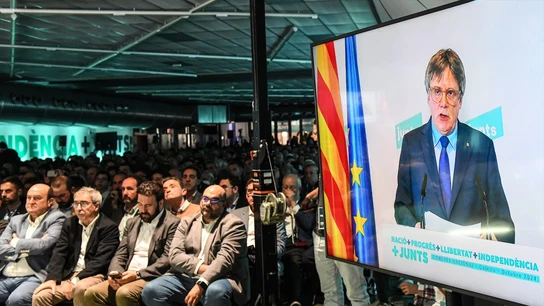 El expresidente de la Generalitat Carles Puigdemont en el congreso de Junts en Calella (Barcelona) El expresidente de la Generalitat Carles Puigdemont en el congreso de Junts en Calella (Barcelona)